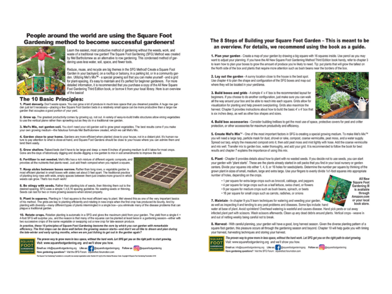 Square Foot Gardening Handouts in English