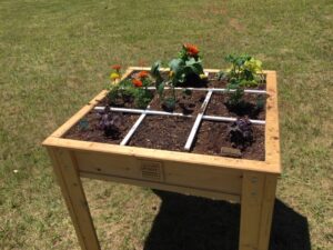 elevated square foot gardening bed