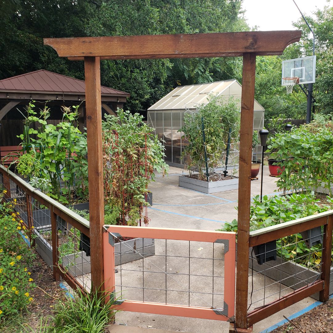 square foot garden on basketball court